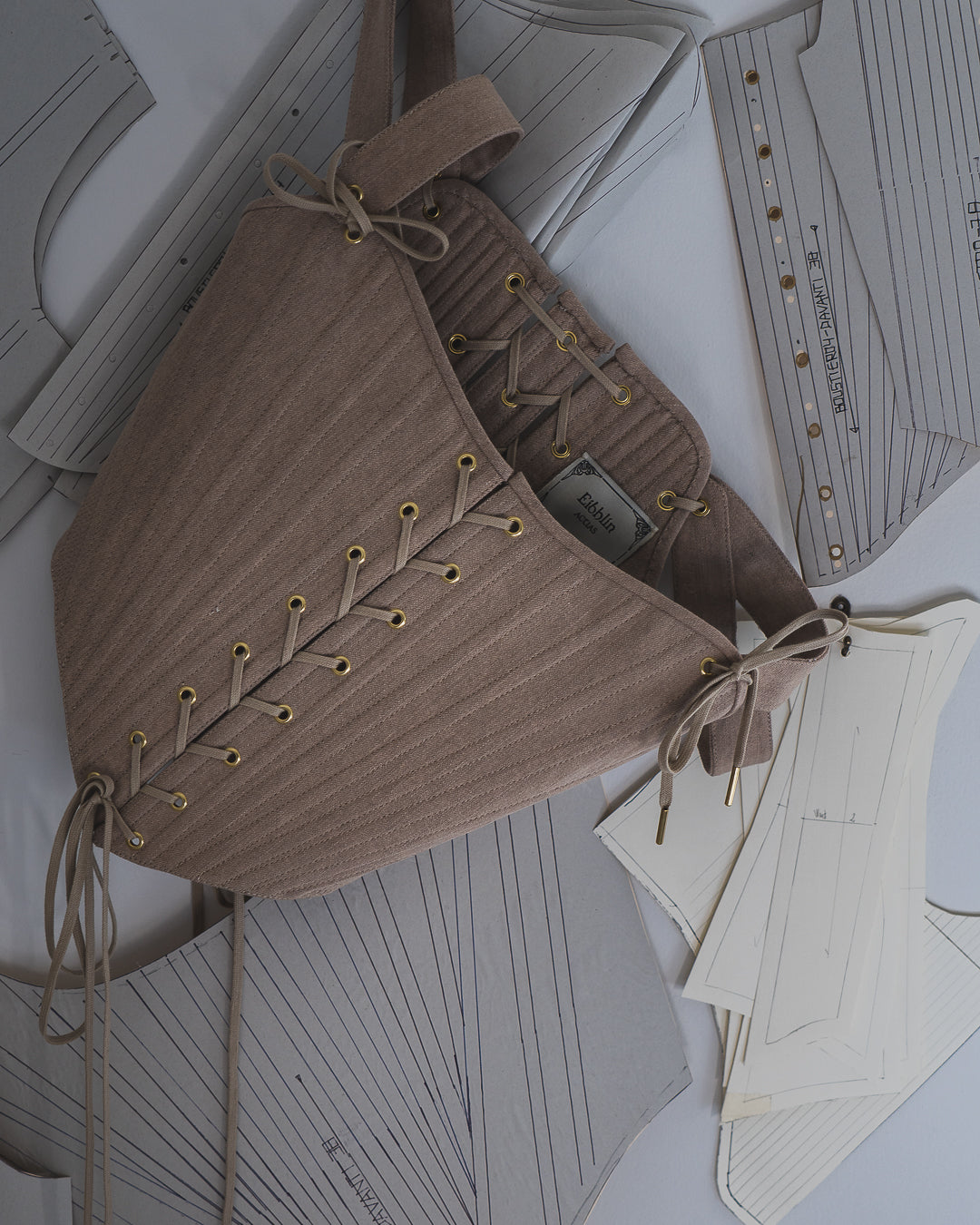 Atlas denim corset-cappuccino