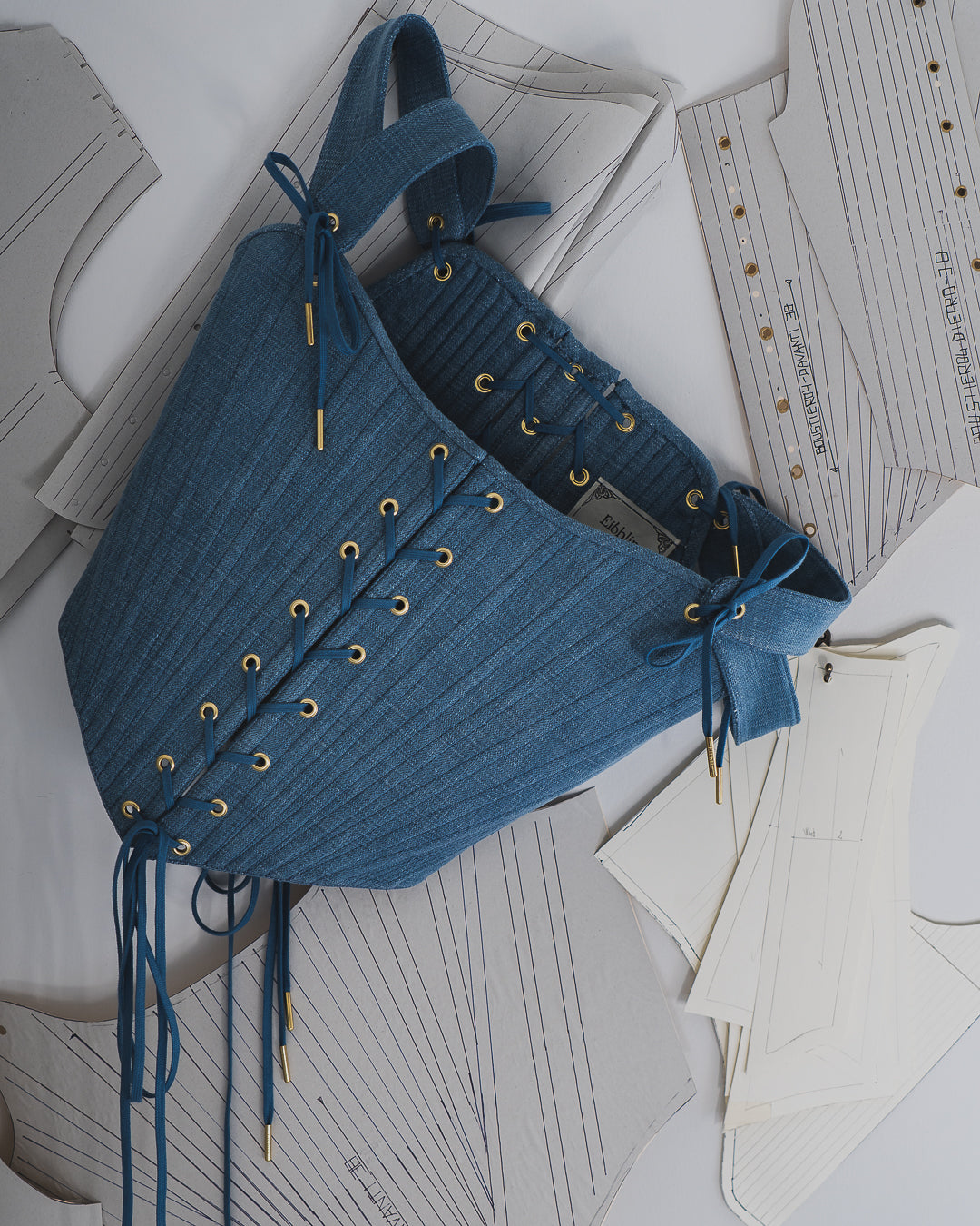 Atlas denim corset-blue denim