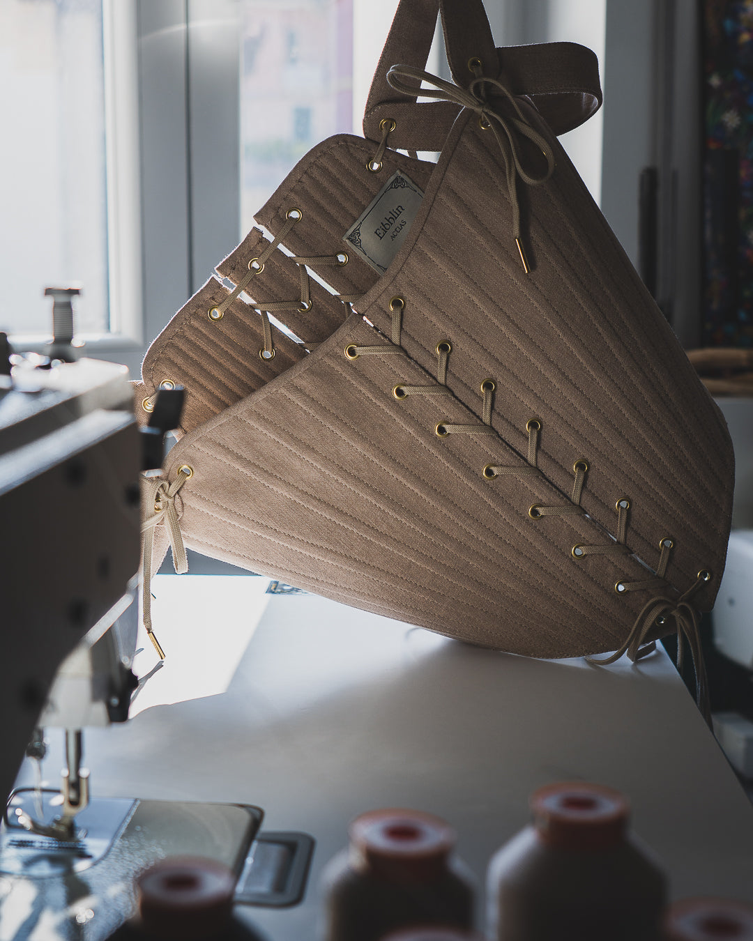 Atlas denim corset-cappuccino