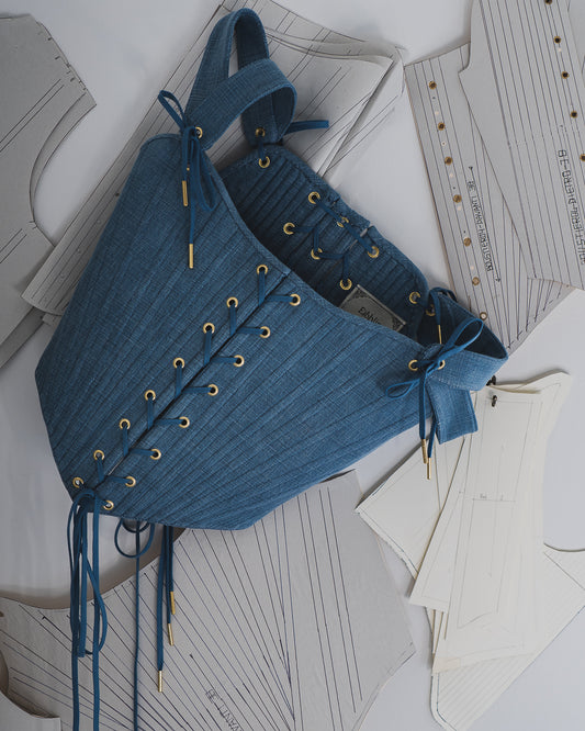 Atlas denim corset-blue denim