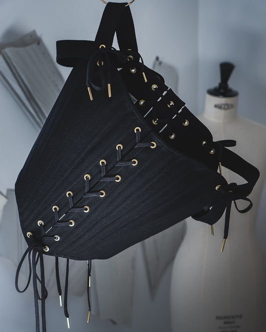 Atlas denim corset-black